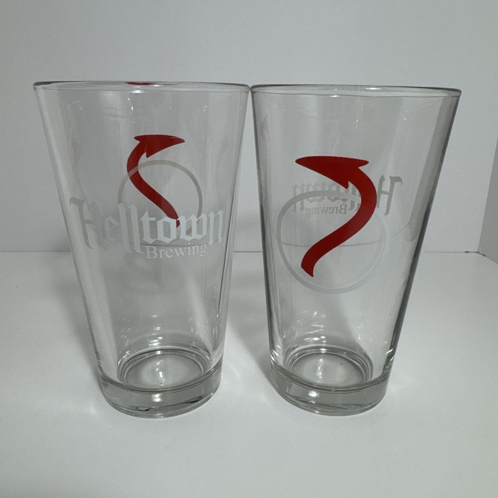Hell Town Pint Beer Glasses Set of Two 2